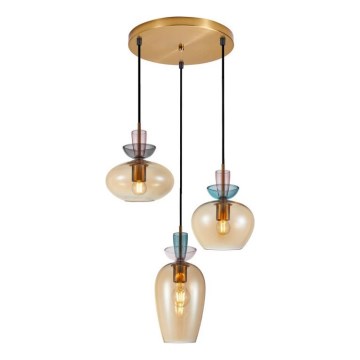 ITALUX - FANDA Cable Pendant Light 3xE27/40W/230V Gold/Smoky Beige