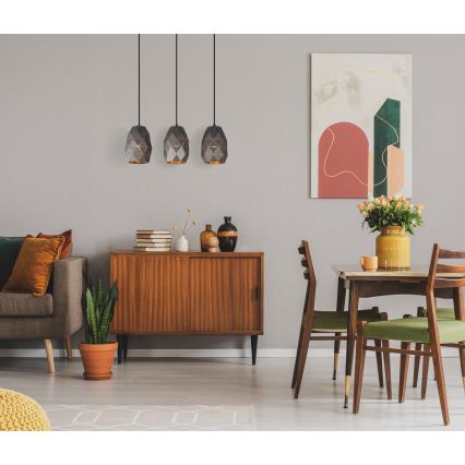 ITALUX - Chandelier on a string HARLEY 3xE27/40W/230V anthracite