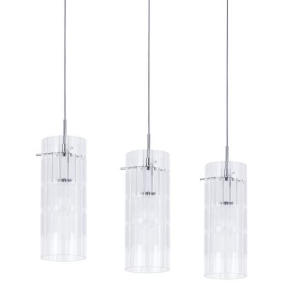 ITALUX - Chandelier on a string MAX 3xE27/60W/230V shiny chrome/clear