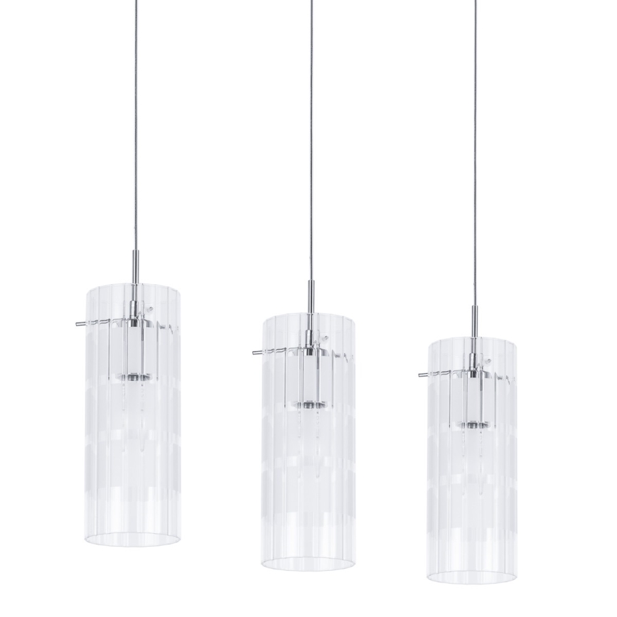 ITALUX - Chandelier on a string MAX 3xE27/60W/230V shiny chrome/clear