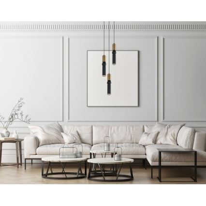 ITALUX - Chandelier on a string ISIDORA 3xGU10/25W/230V black/bronze