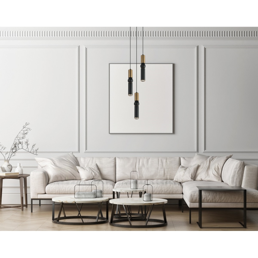 ITALUX - Chandelier on a string ISIDORA 3xGU10/25W/230V black/bronze