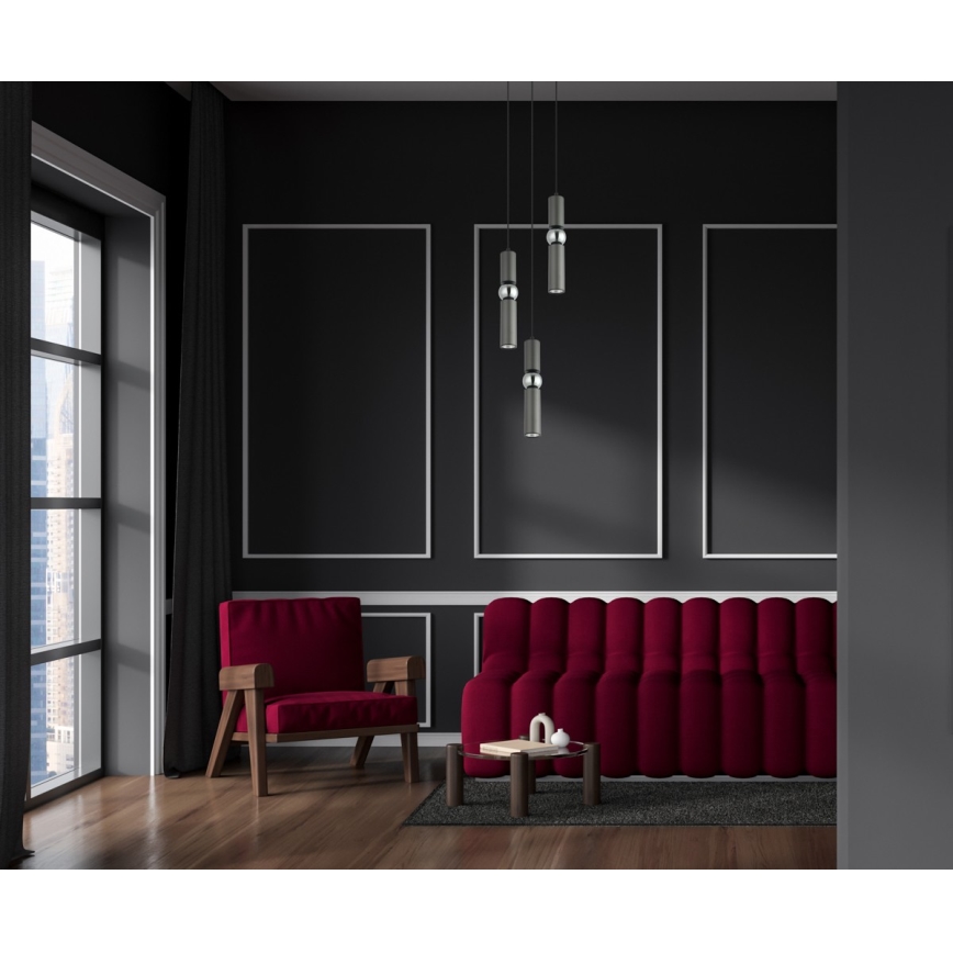 ITALUX - Chandelier on a string ISIDORA 3xGU10/25W/230V anthracite/chrome