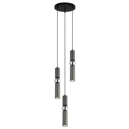 ITALUX - Chandelier on a string ISIDORA 3xGU10/25W/230V anthracite/chrome