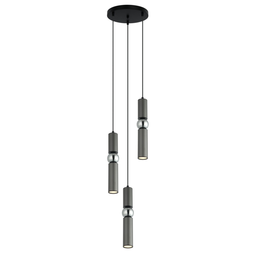 ITALUX - Chandelier on a string ISIDORA 3xGU10/25W/230V anthracite/chrome