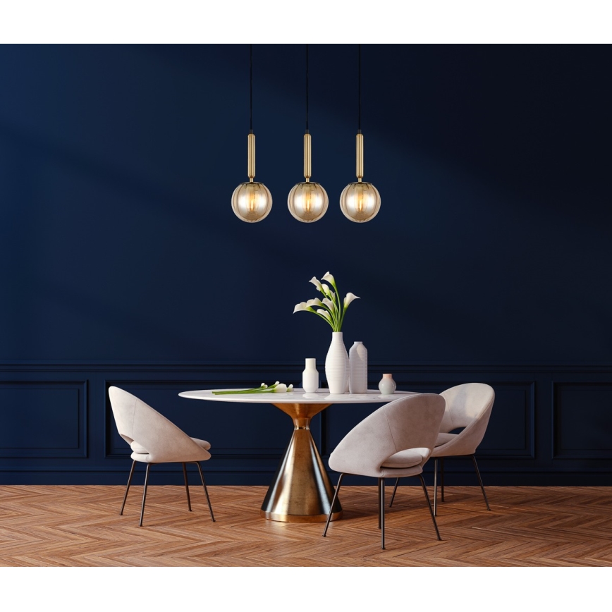 ITALUX - Chandelier on a string RAVENA 3xE27/5W/230V black/gold