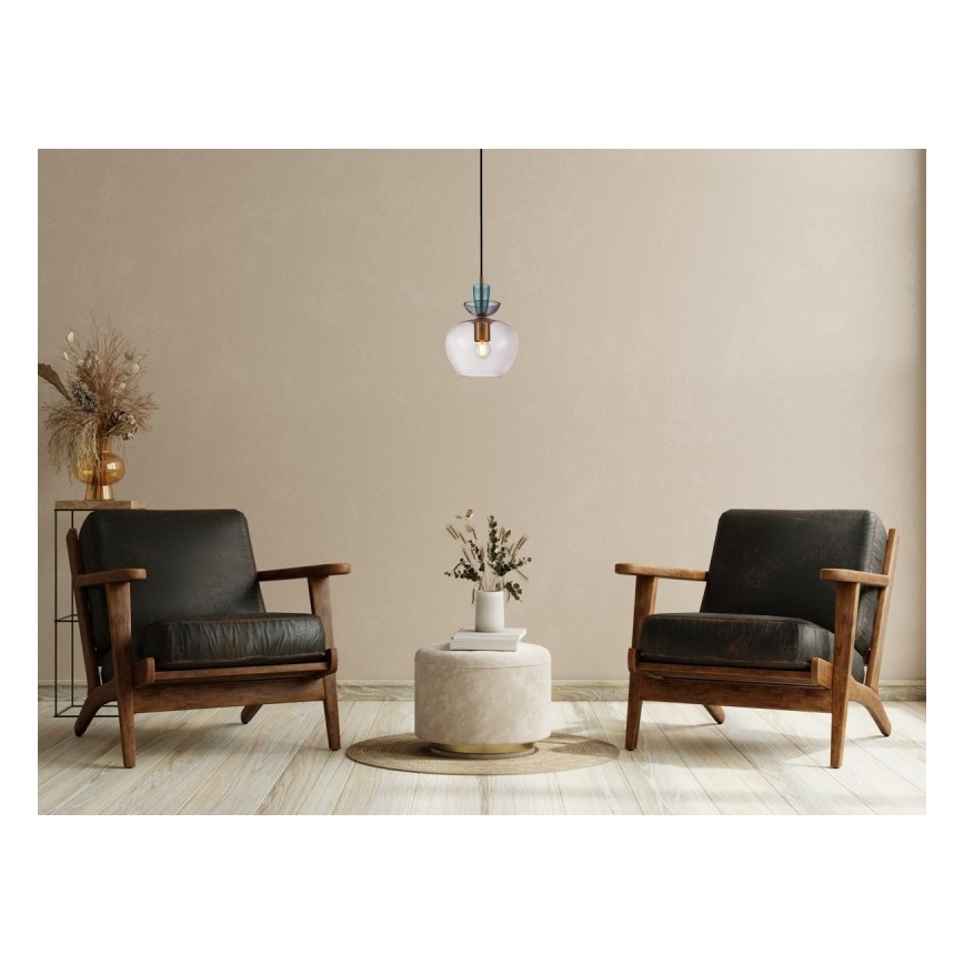 ITALUX - FANDA Cable-Hung Pendant Light 1xE27/40W/230V, Gold/Smoky Gray