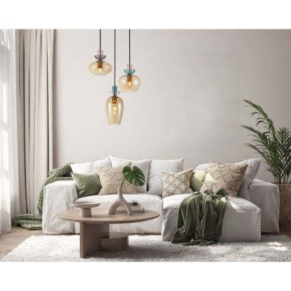 ITALUX - FANDA Cable Pendant Light 3xE27/40W/230V Gold/Smoky Beige