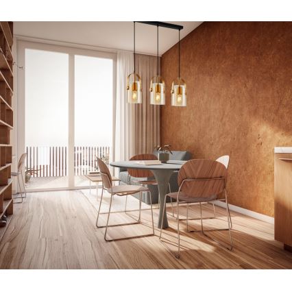 ITALUX - Chandelier on a string NANESMA 3xE27/40W/230V gold