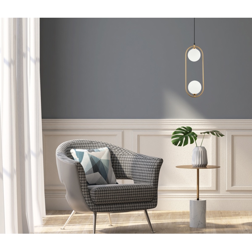 ITALUX - Chandelier on a string LUPUS 2xG9/25W/230V black/gold