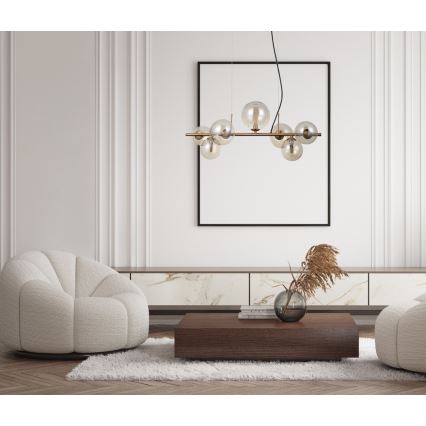 ITALUX - Chandelier on a string CANELLO 7xG9/5W/230V brass