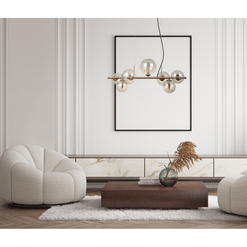 ITALUX - Chandelier on a string CANELLO 7xG9/5W/230V brass