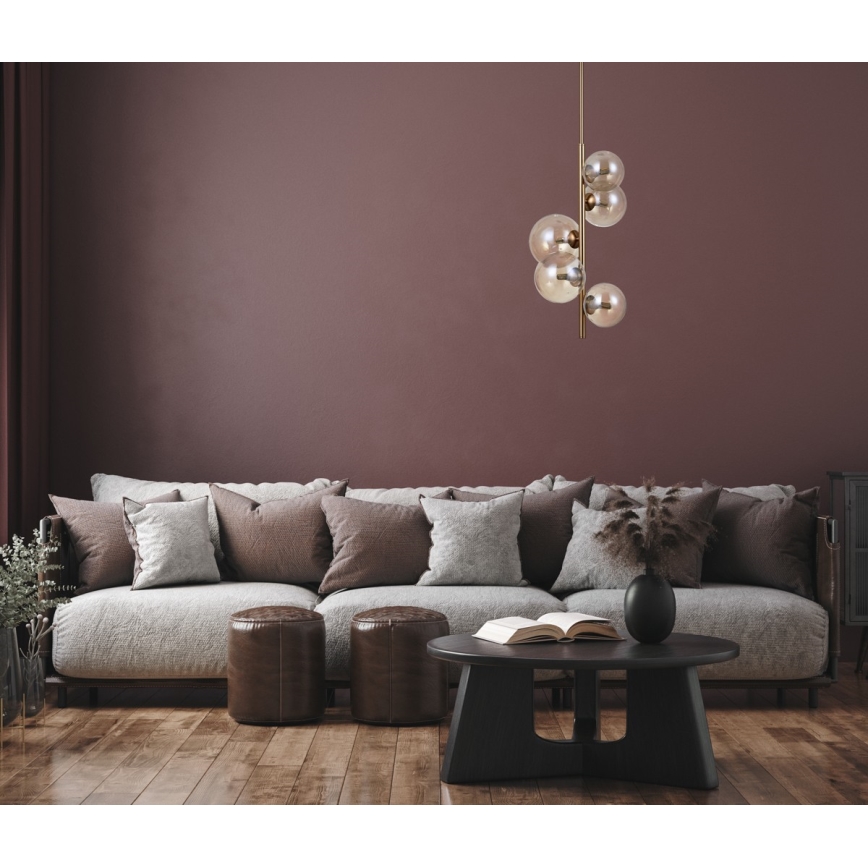 ITALUX - Chandelier on a pole CANELLO 5xG9/5W/230V brass