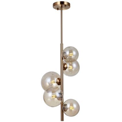ITALUX - Chandelier on a pole CANELLO 5xG9/5W/230V brass