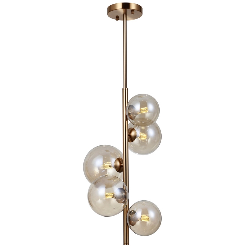 ITALUX - Chandelier on a pole CANELLO 5xG9/5W/230V brass