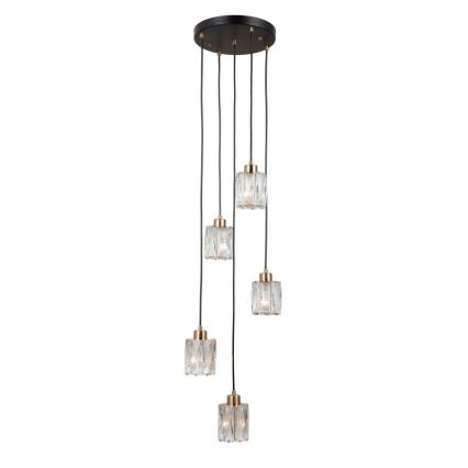 ITALUX - TORNO Cable-Suspended Chandelier 5xE14/40W/230V Black/Gold