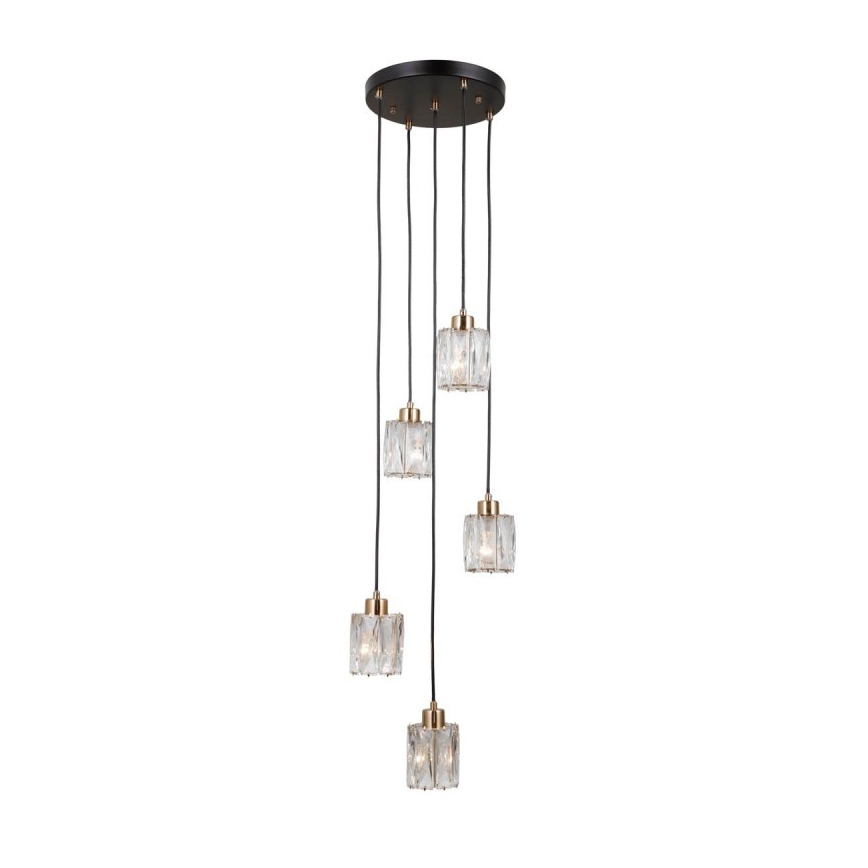 ITALUX - TORNO Cable-Suspended Chandelier 5xE14/40W/230V Black/Gold