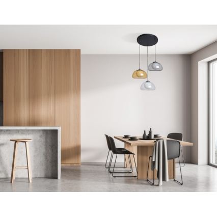 ITALUX - Cable-suspended pendant AINALE 3xG9/7W/230V black/clear/smoked/beige/grey