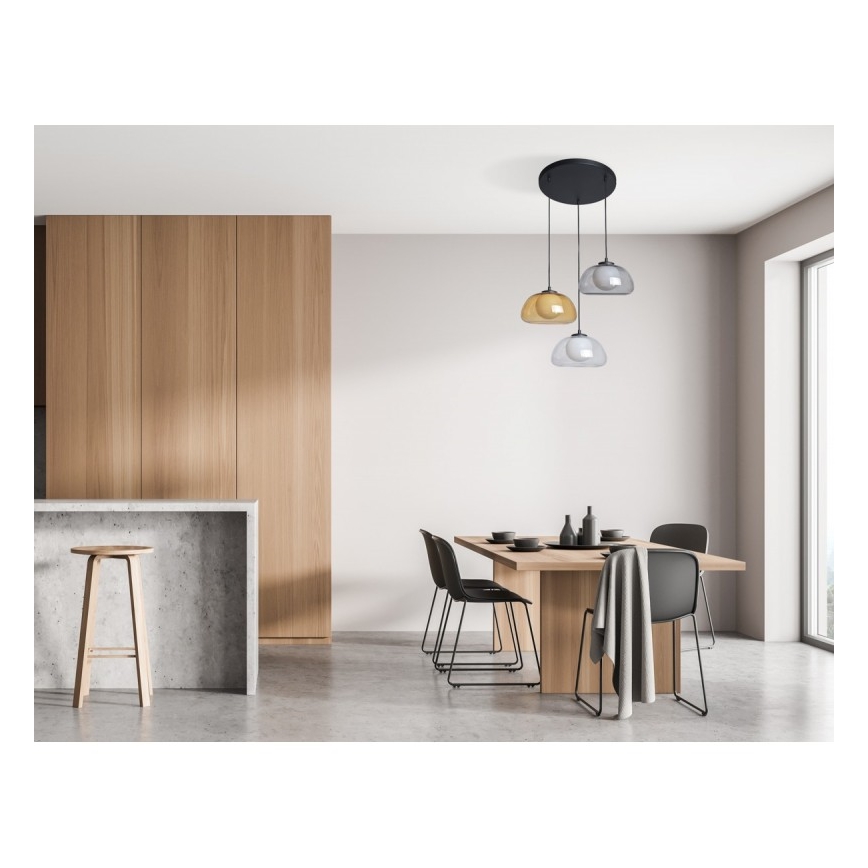 ITALUX - Cable-suspended pendant AINALE 3xG9/7W/230V black/clear/smoked/beige/grey
