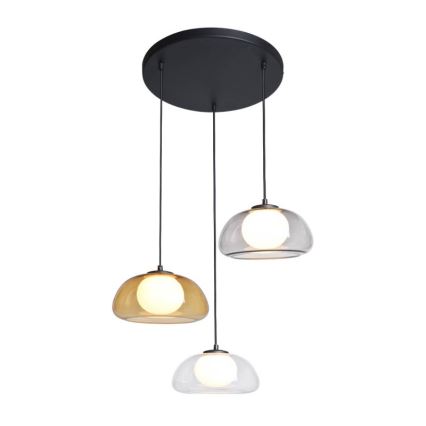 ITALUX - Cable-suspended pendant AINALE 3xG9/7W/230V black/clear/smoked/beige/grey