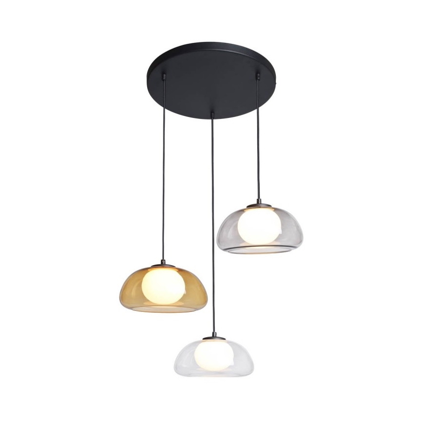 ITALUX - Cable-suspended pendant AINALE 3xG9/7W/230V black/clear/smoked/beige/grey