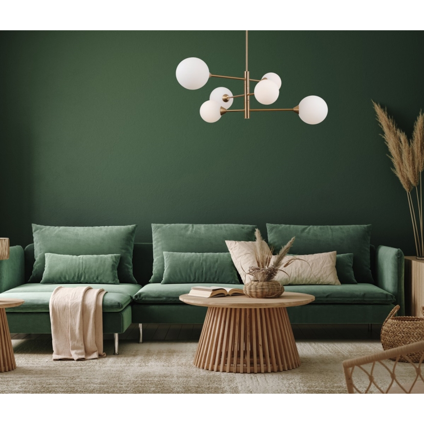 ITALUX - Chandelier on a pole EVORA 6xG9/5W/230V brass