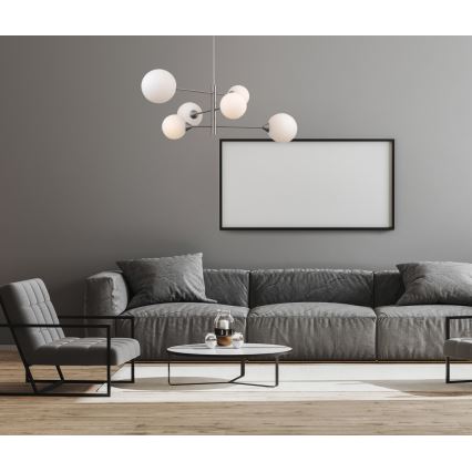 ITALUX - Chandelier on a pole EVORA 6xG9/5W/230V nickel