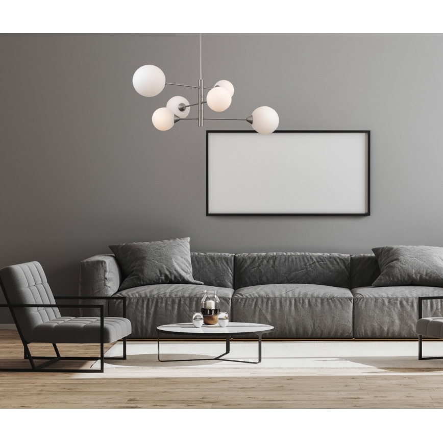 ITALUX - Chandelier on a pole EVORA 6xG9/5W/230V nickel