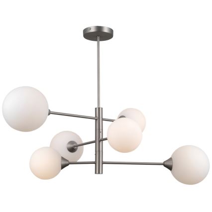 ITALUX - Chandelier on a pole EVORA 6xG9/5W/230V nickel