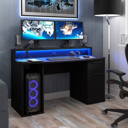 IVAR Writing Desk with Integrated Lighting, Black