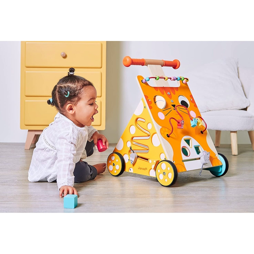 Janod - Baby walker with activities cat