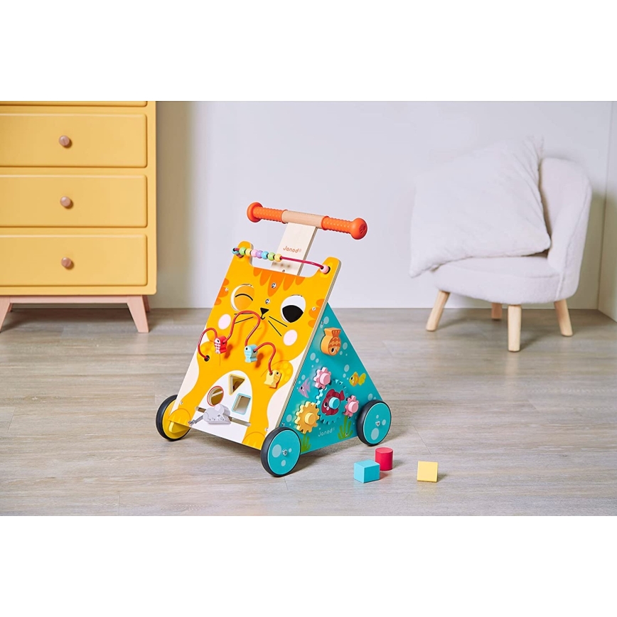 Janod - Baby walker with activities cat