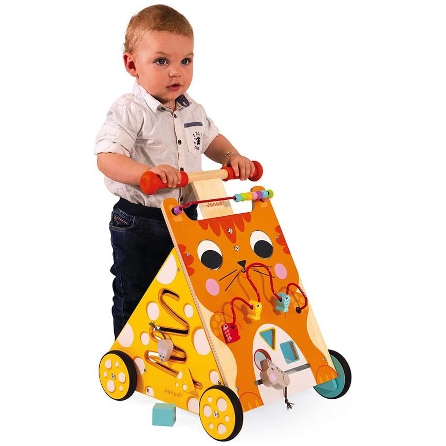 Janod - Baby walker with activities cat