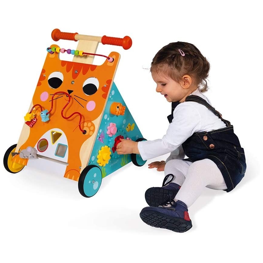 Janod - Baby walker with activities cat