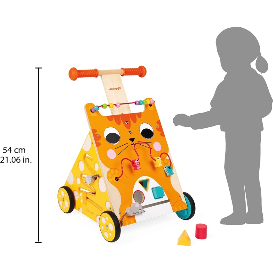 Janod - Baby walker with activities cat