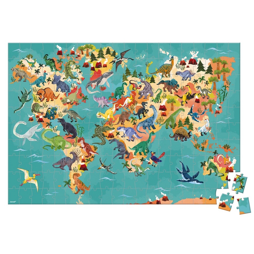 Janod - Children's educational puzzle 200 pcs dinosaurs