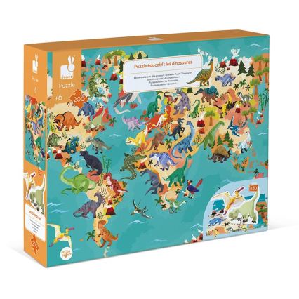 Janod - Children's educational puzzle 200 pcs dinosaurs
