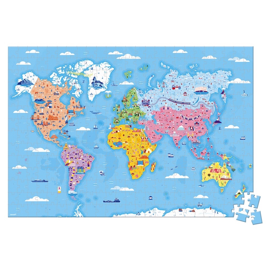 Janod - Children's educational puzzle 350 pcs world