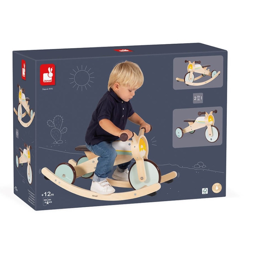 Janod - Children's wooden push bike 2in1