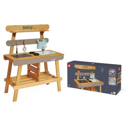 Janod - Outdoor Wooden Mud Kitchen MUDDY LAB