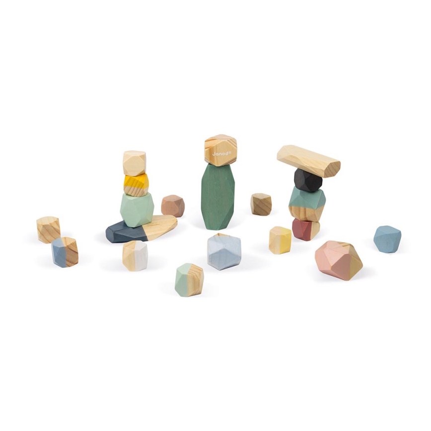 Janod - Wooden blocks SWEET COCOON 20 pcs stones