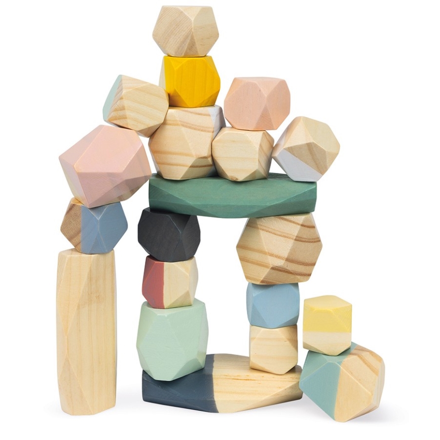Janod - Wooden blocks SWEET COCOON 20 pcs stones