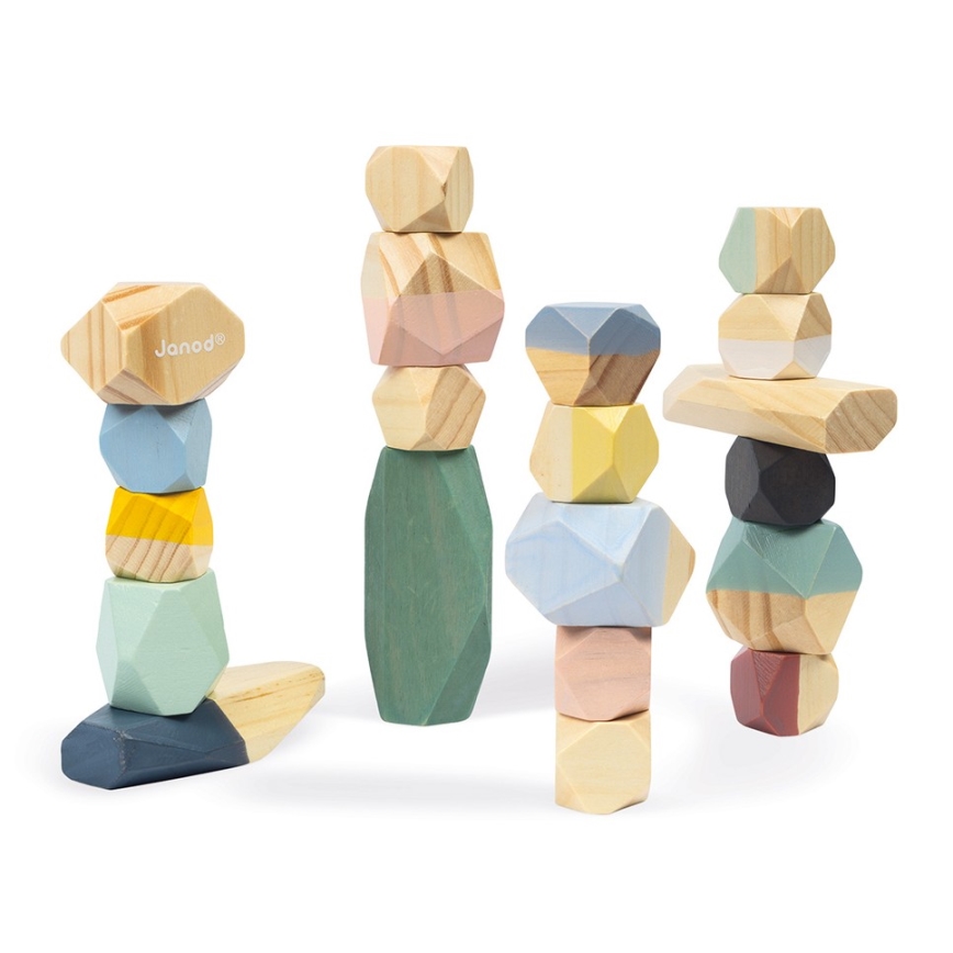 Janod - Wooden blocks SWEET COCOON 20 pcs stones