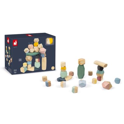 Janod - Wooden blocks SWEET COCOON 20 pcs stones