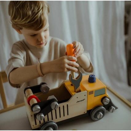 Janod - Wooden building set BRICOKIDS truck