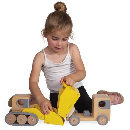 Janod - Wooden excavator and truck BOLID