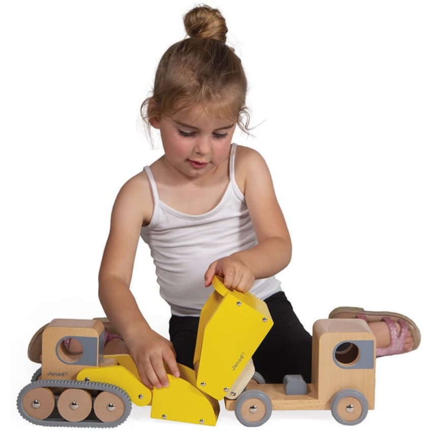 Janod - Wooden excavator and truck BOLID