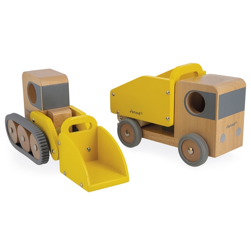 Janod - Wooden excavator and truck BOLID
