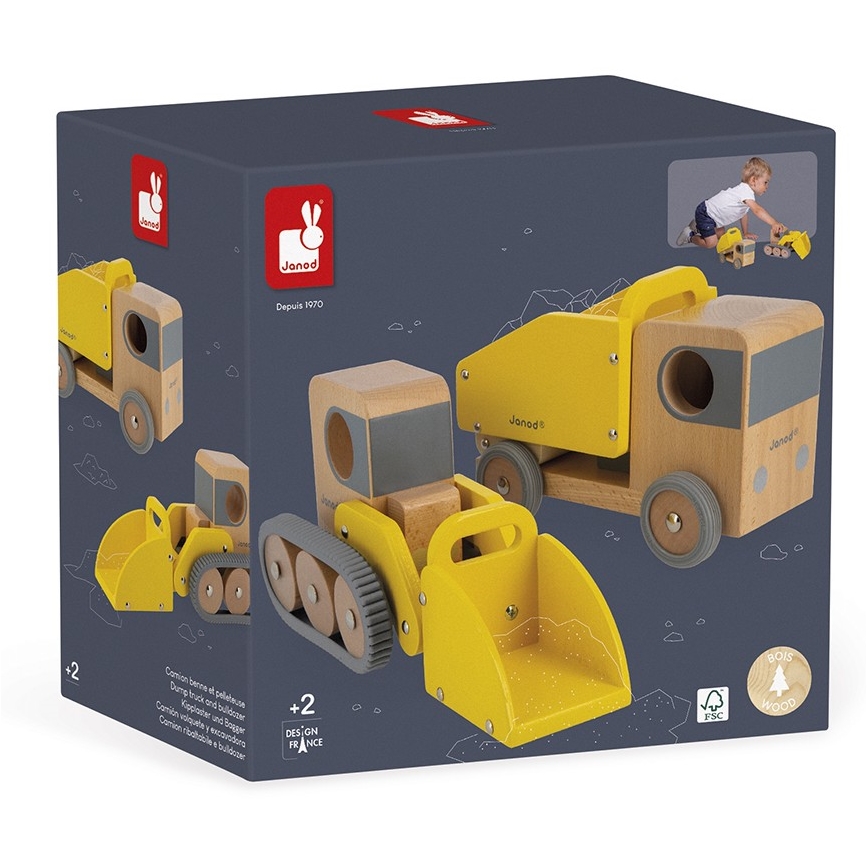 Janod - Wooden excavator and truck BOLID