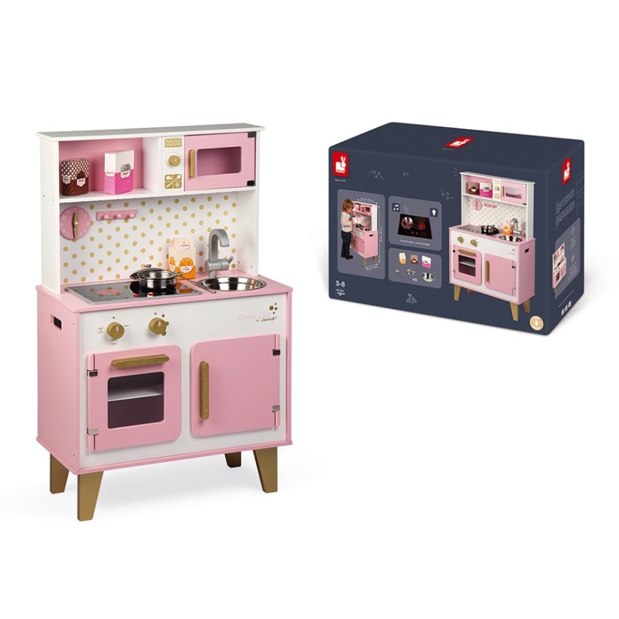 Janod - Wooden kitchen with LED cooktop CANDY CHIC